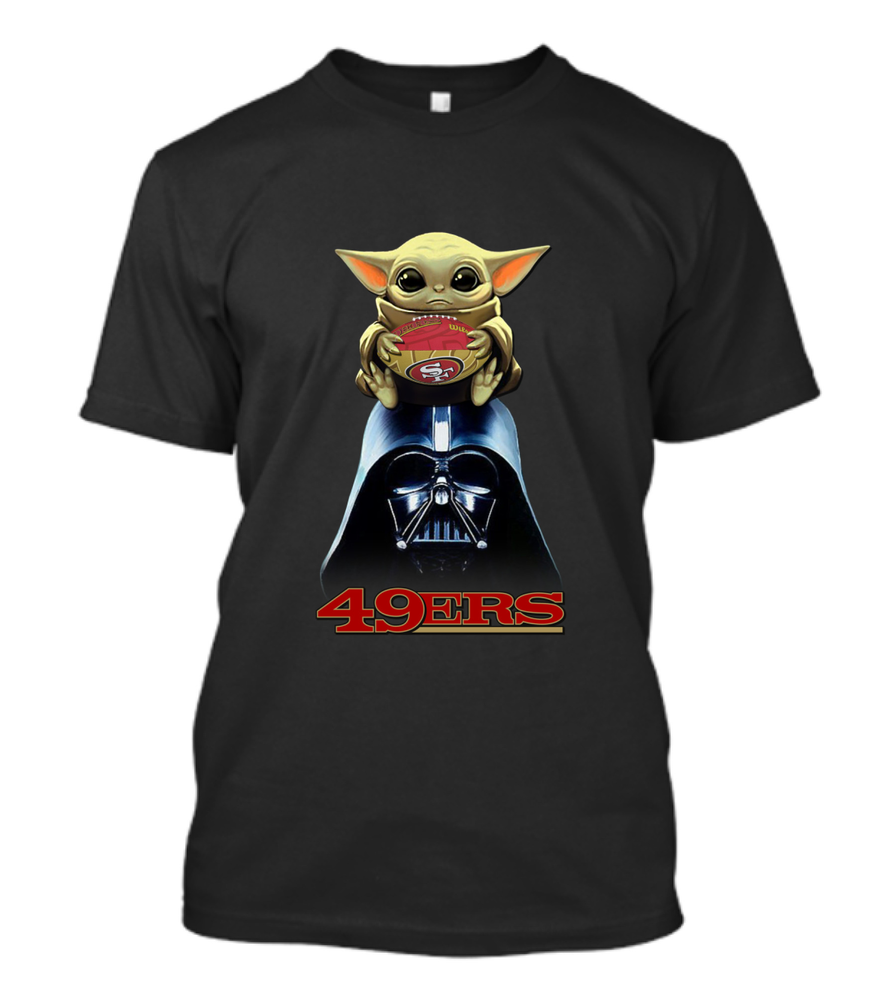 Nfl Sf49ers Baby Alien Holding Logo Over Dark Helmet T-Shirt