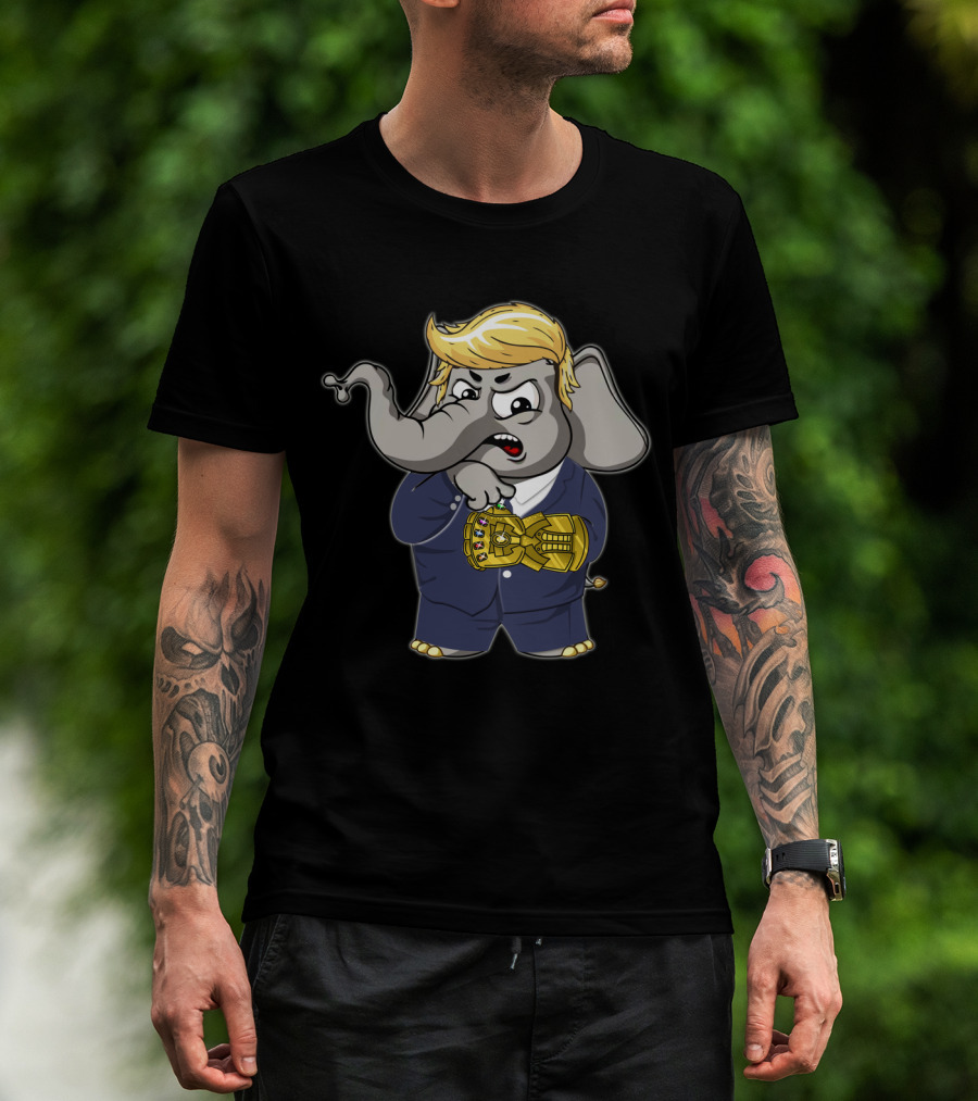 El Elephant Suit Blonde Hair Infinity Gauntlet T-Shirt