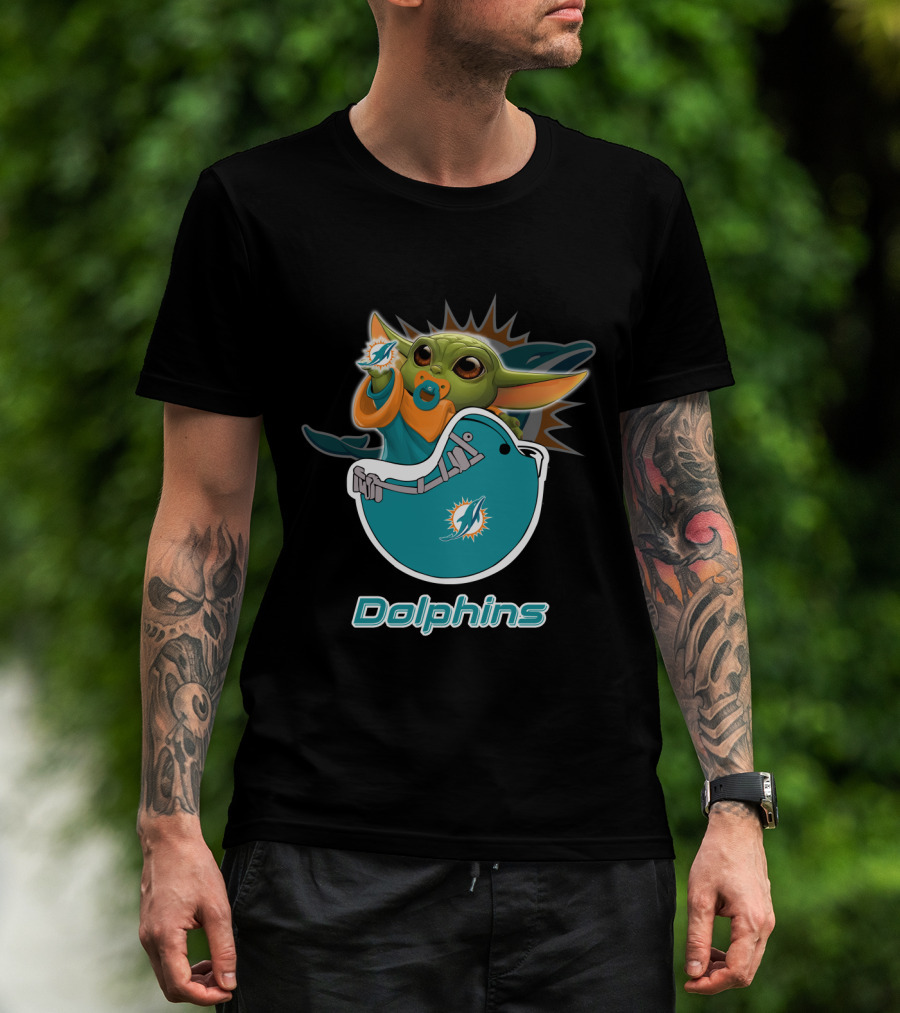 Dolphins Baby Creature Holding Dolphins Logo Nfl Md T-Shirt