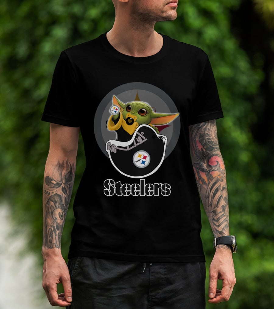 Steelers Yoda Holding Football Helmets Nfl Mix T-Shirt