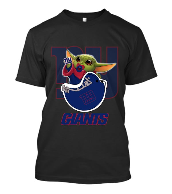 Nyg Giants Baby Yoda Holding Ny Giants Pacifier And Bib 009 Yodast T-Shirt