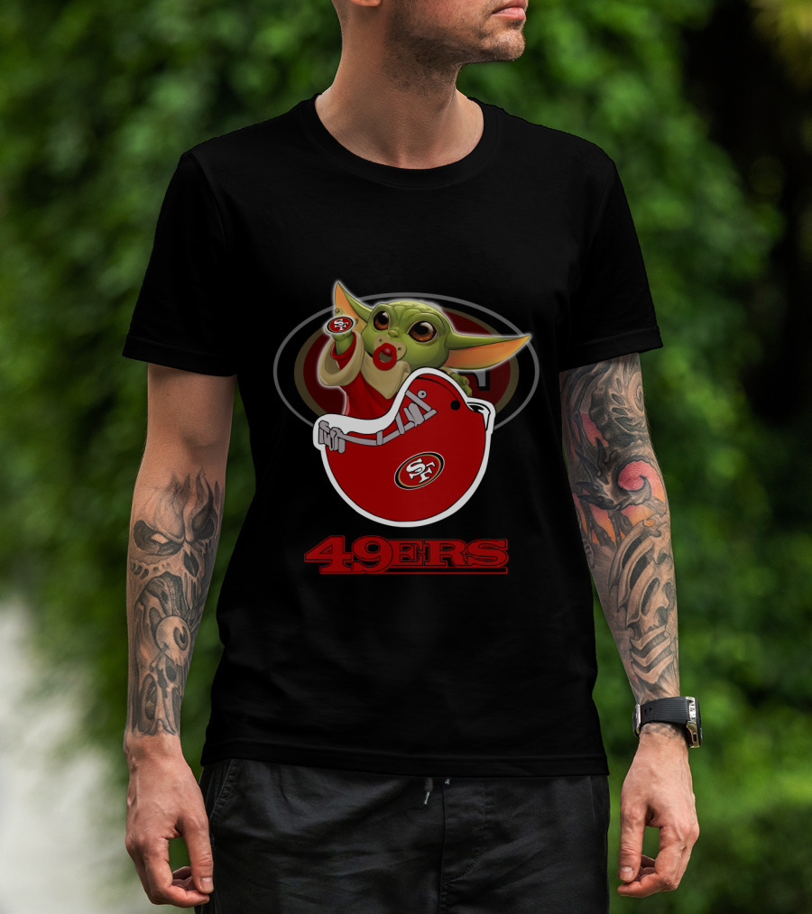 Sf49ers Yoda 49ers Helmet Baby Yoda Football T-Shirt