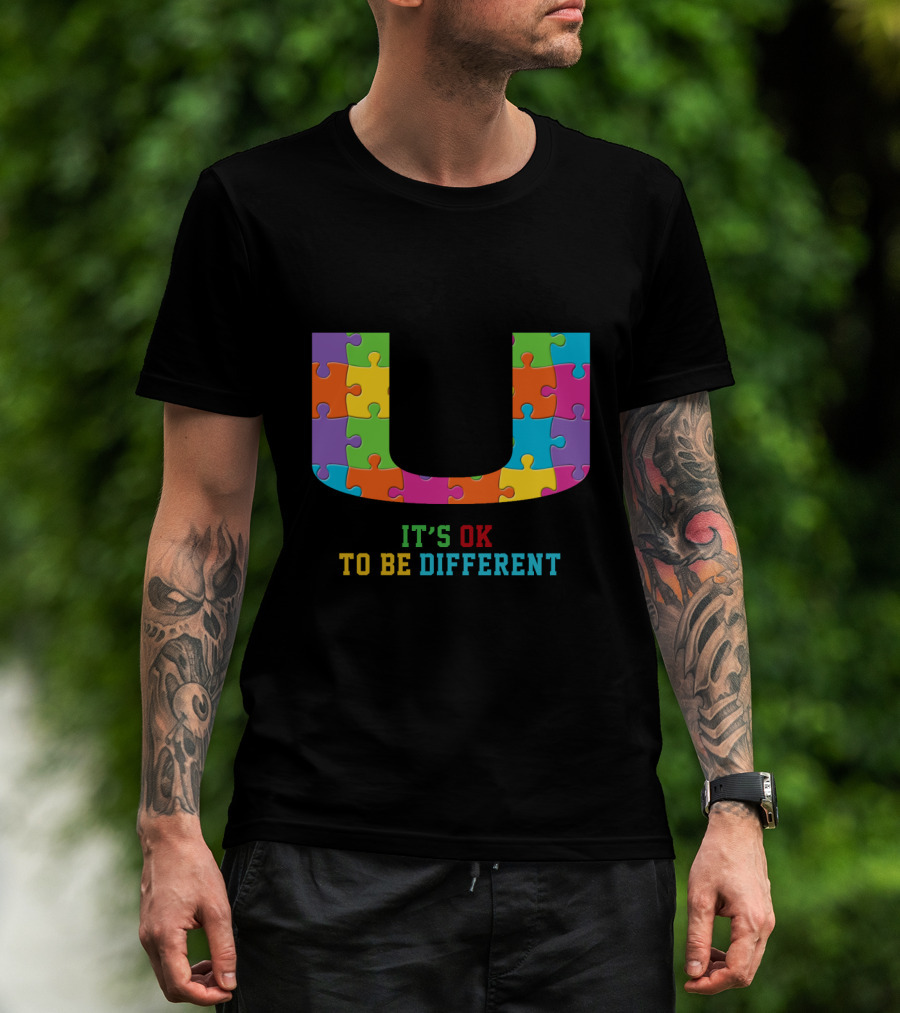 U It's Ok To Be Different Puzzle Pieces T-Shirt