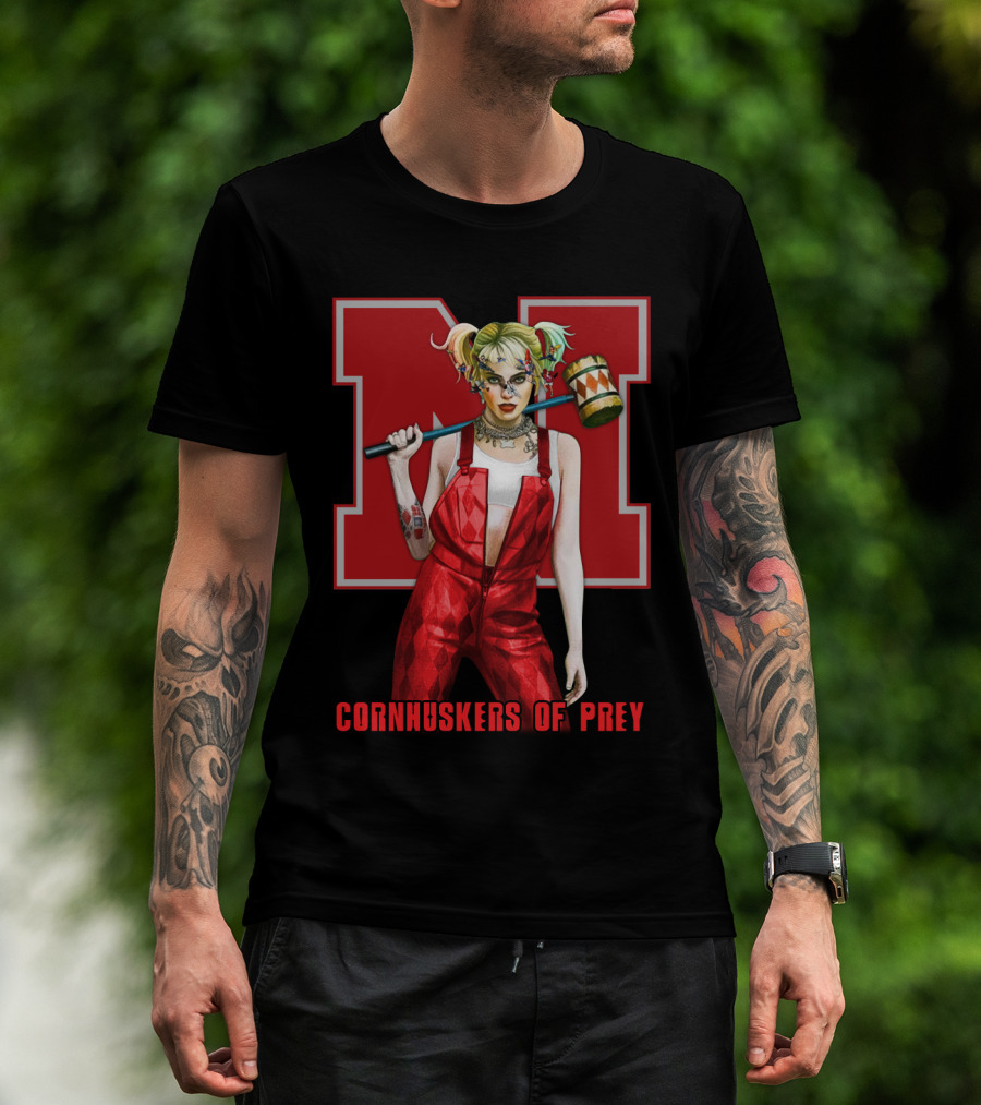 Cornhuskers Of Prey N Logo With Character Mallet T-Shirt