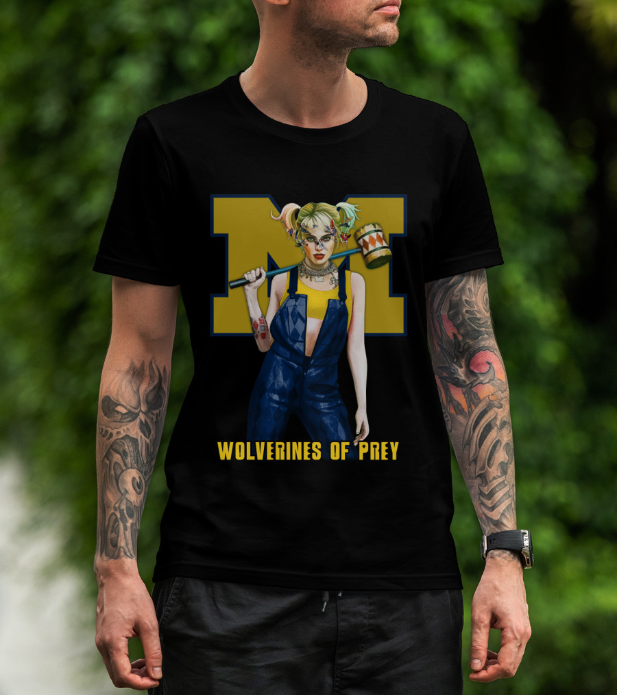 Wolverines Of Prey M Logo Harley Quinn Style T-Shirt
