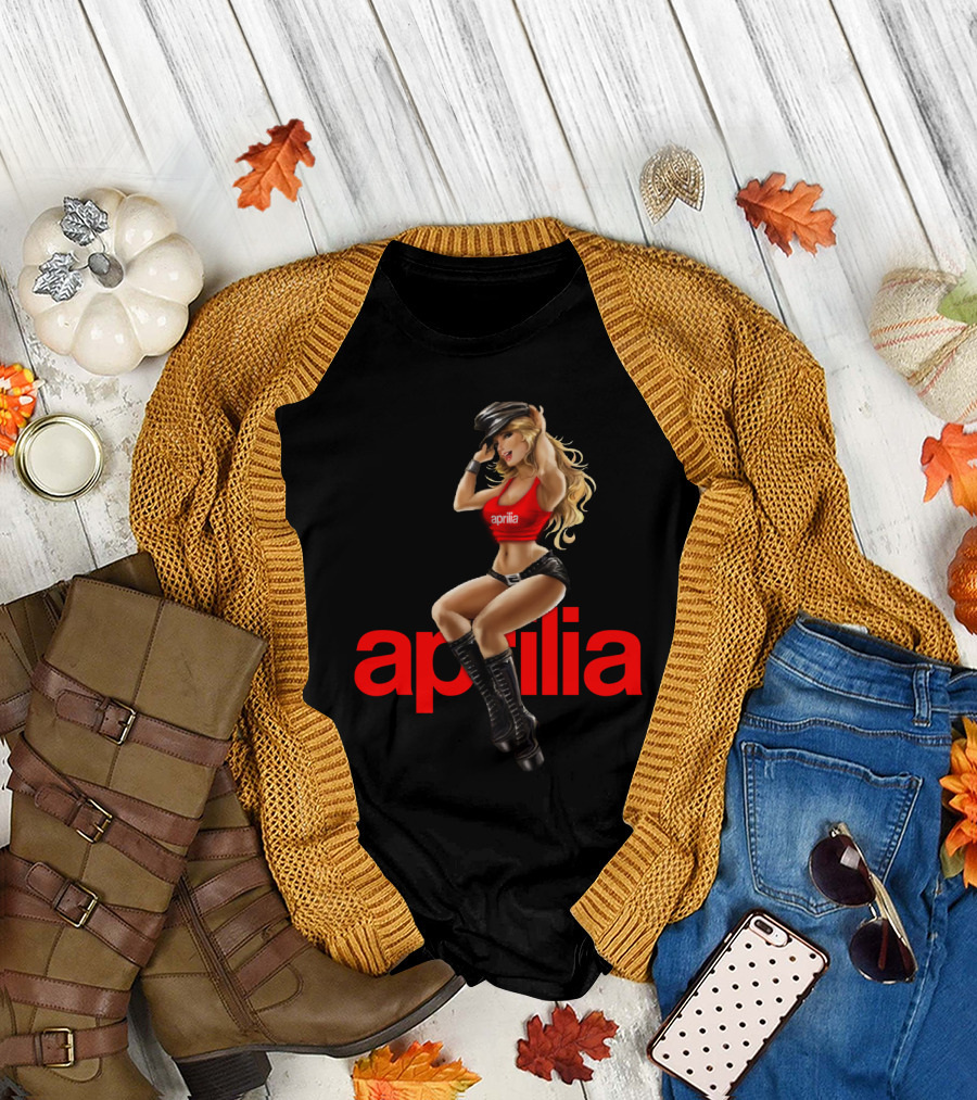 April 20 Aprilia Classic Pin-Up Moto Style Retro Collection T-Shirt