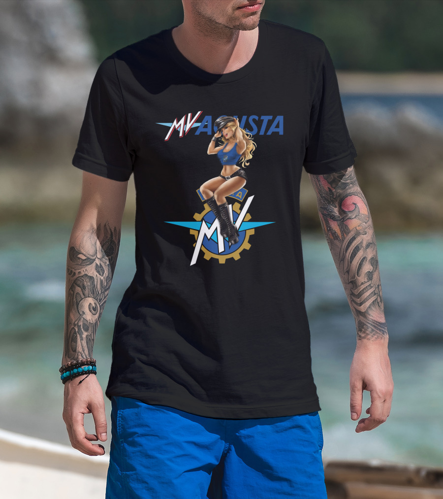 Mv Agusta Motorcycle Pin-Up Girl Graphic Dh T-Shirt