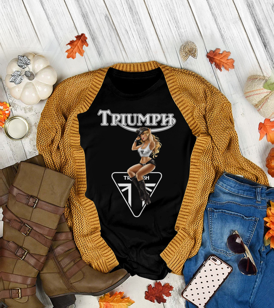 Triumph Dh 20 Logo With Pin-Up Model Motif T-Shirt