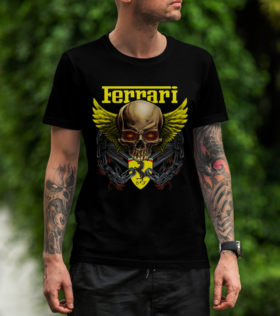 Ferrari Dh 22 Skull Wings Chains Sf T-Shirt