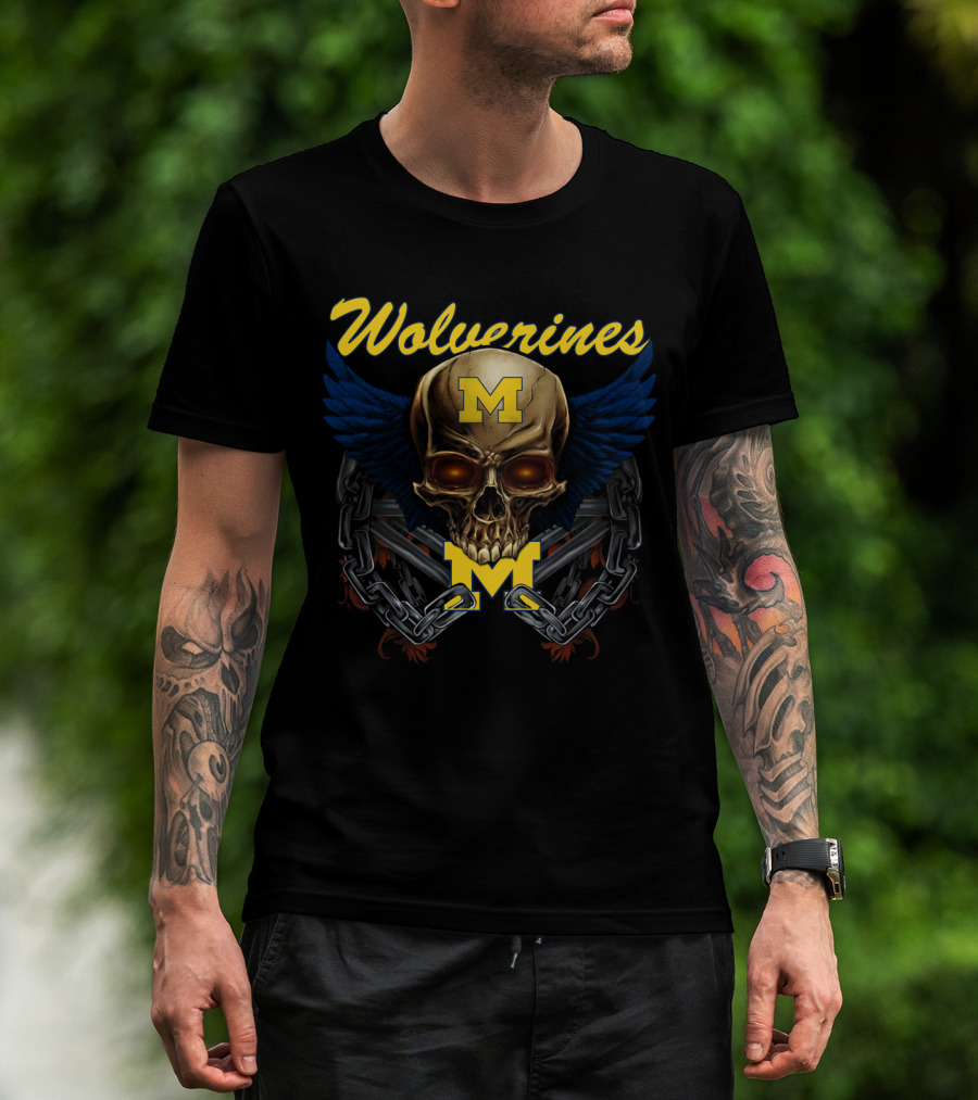 Wolverines M Skull Wings Chains T-Shirt