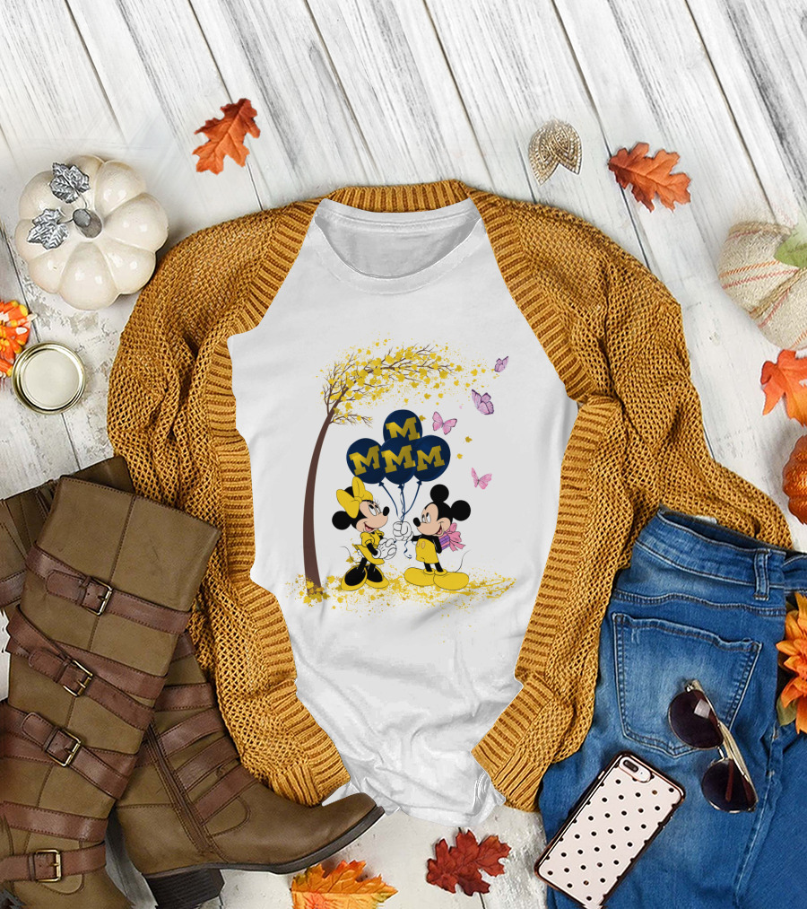 Ncaa Michigan Wolverines Minnie Mickey Balloons T-Shirt
