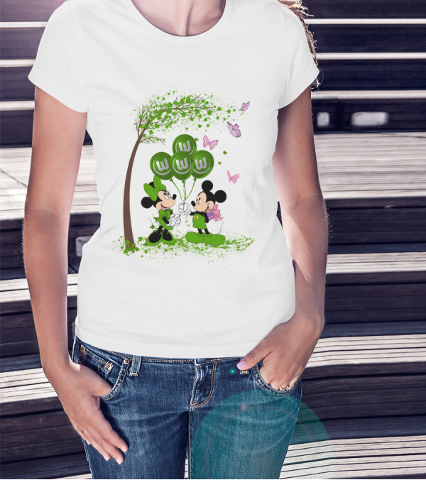 DH 29 Bundesliga VfL Wolfsburg Disney Mickey Minnie Balloons T-Shirt