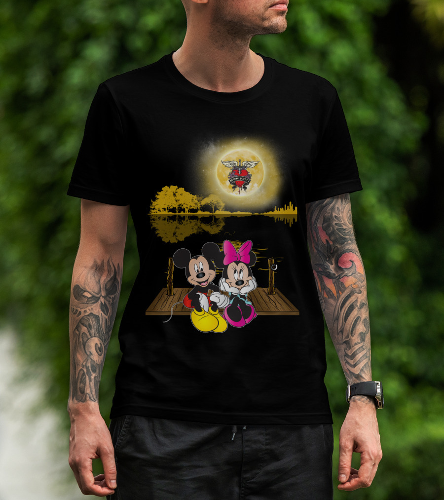 Mickey Minnie Romantic Moonlit Bon Jovi Dock Scene T-Shirt