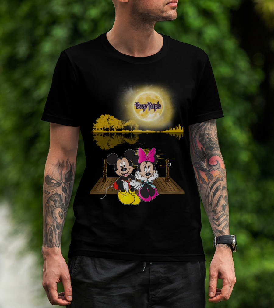 Deep Purple Moonlight Mickey And Minnie Reflection T-Shirt