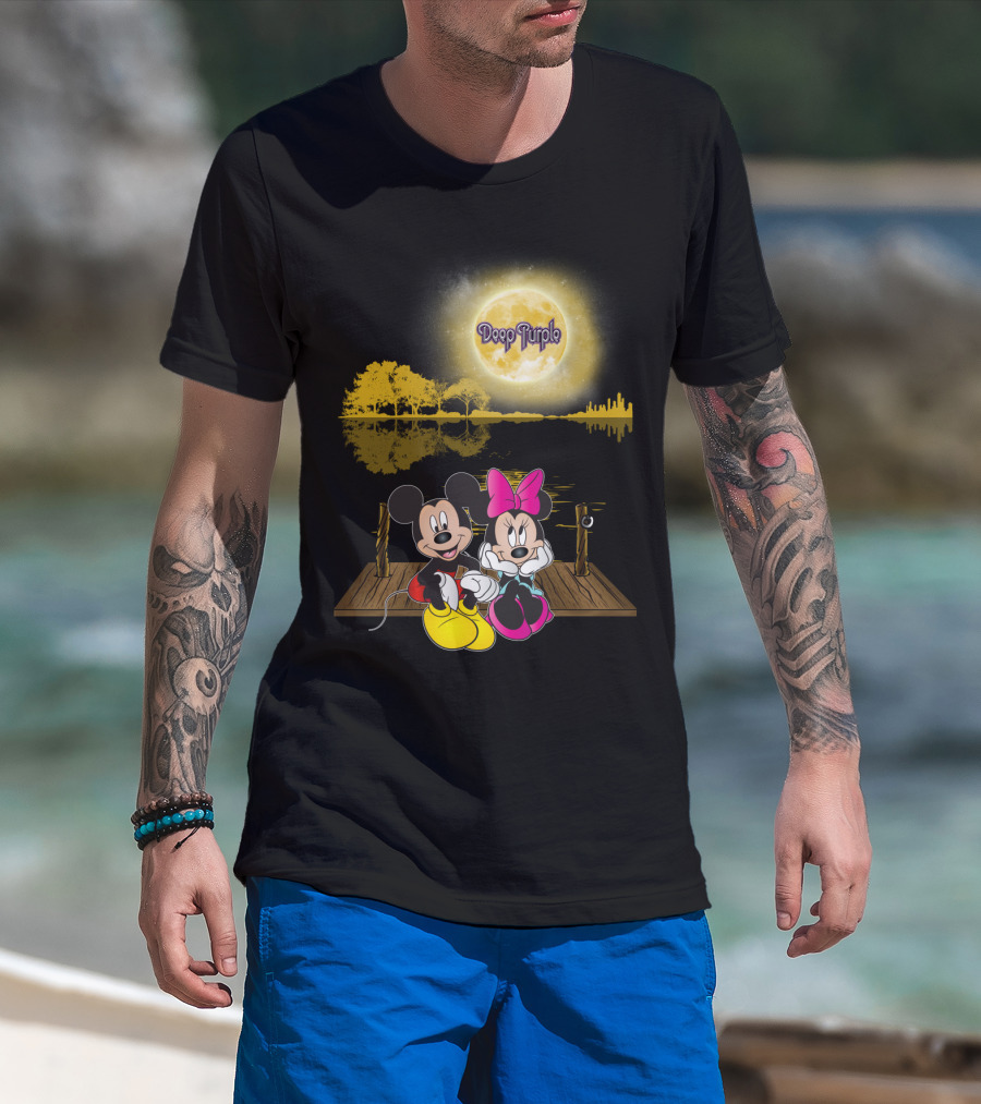 Deep Purple Moonlight Mickey And Minnie Reflection T-Shirt