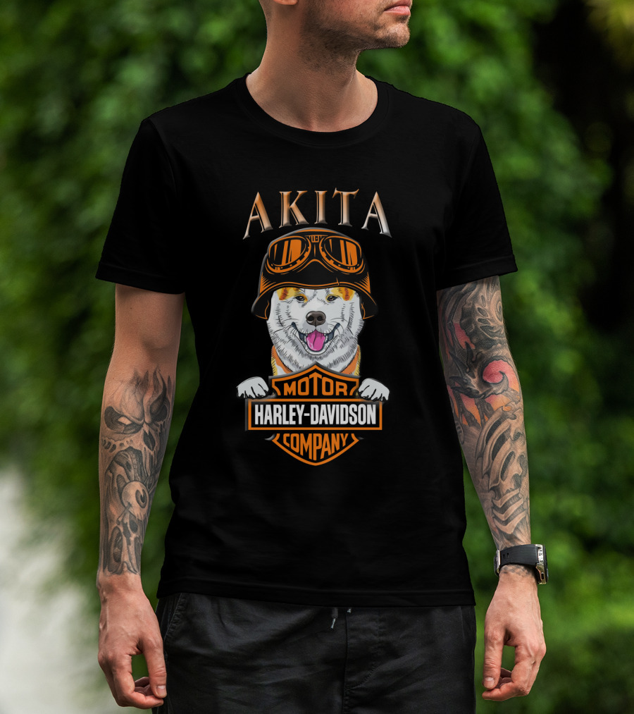 Akitas Harley Davidson Motorcycle T-Shirt