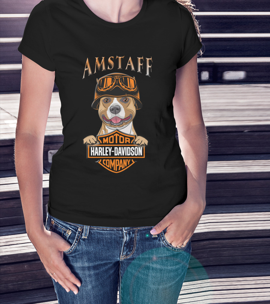 Amstaff Harley Davidson Motor Company American Staffordshire Terriers T-Shirt