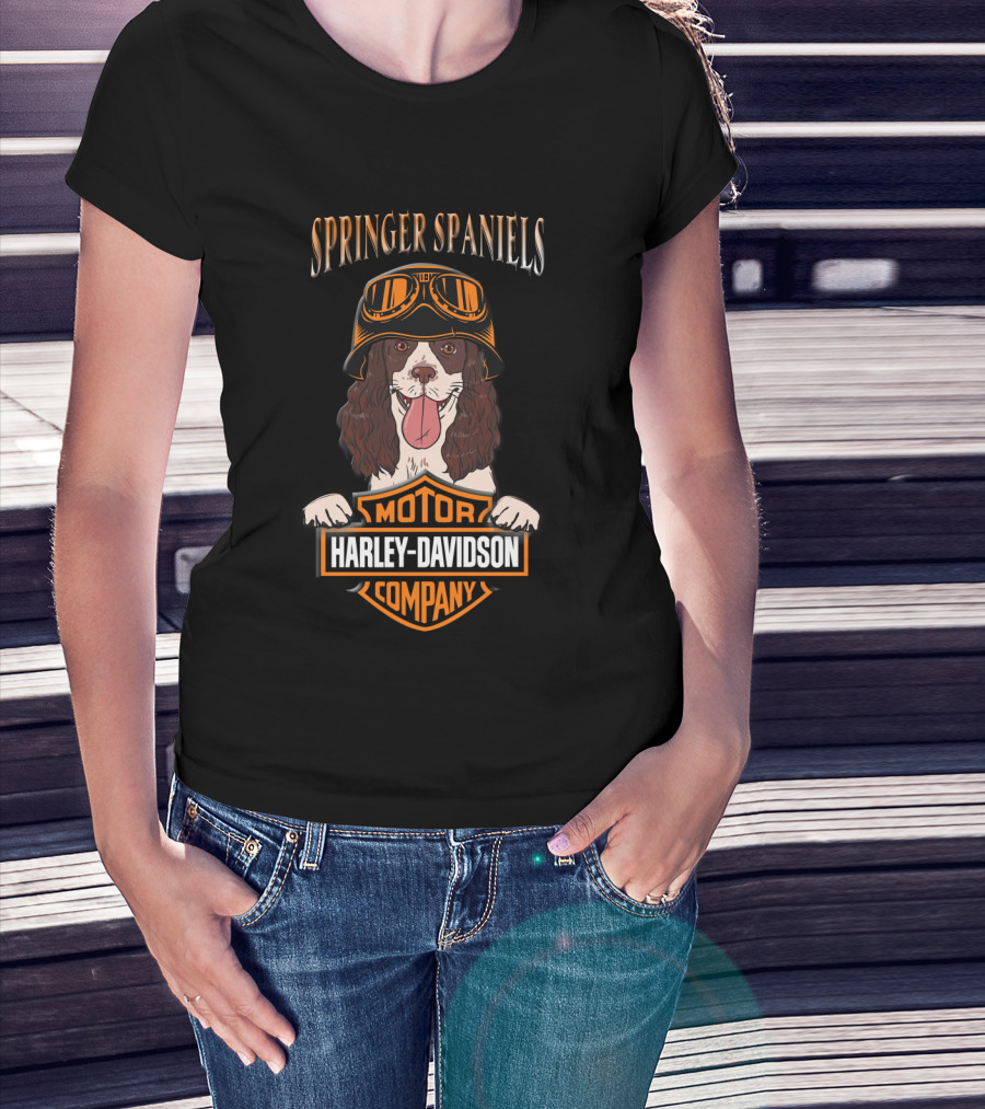 Springer Spaniels Harley Davidson Motorcycle Company T-Shirt