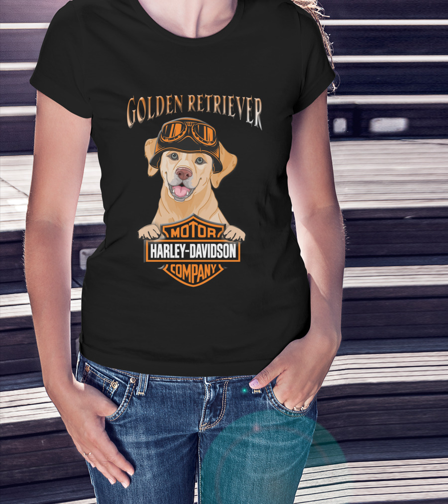 Golden Retriever Harley Davidson Motor Company T-Shirt