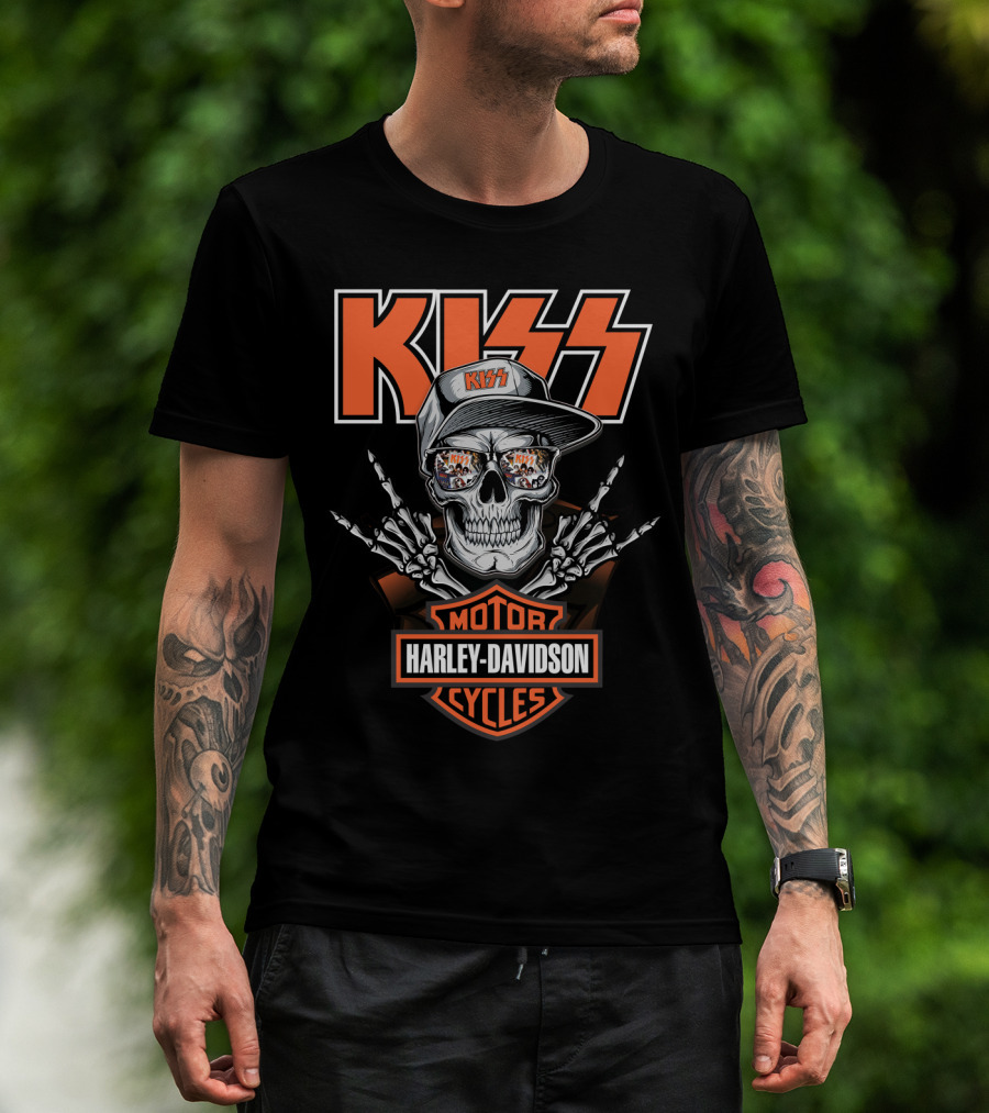 Kiss Harley Davidson Motorcycles Skull T-Shirt