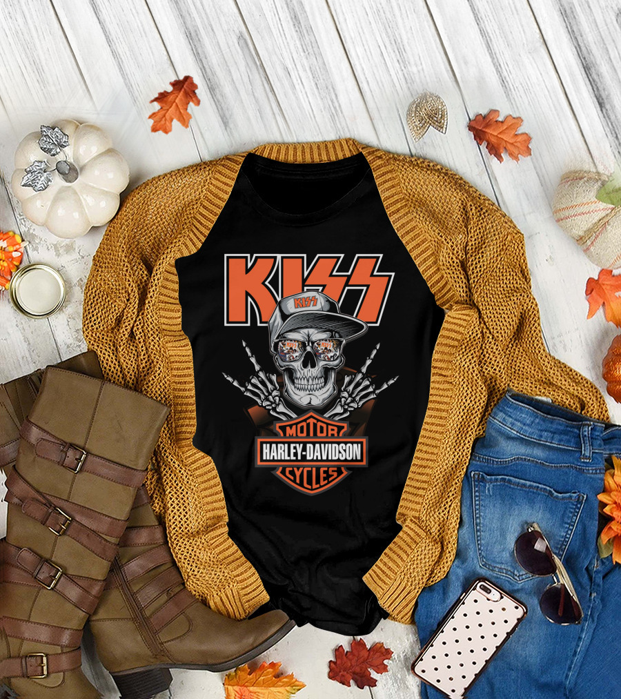 Kiss Harley Davidson Motorcycles Skull T-Shirt