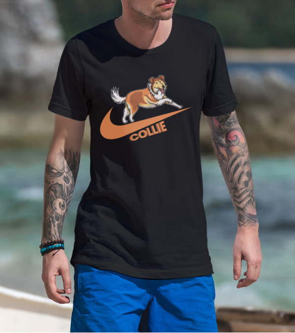 Collie Dh 36 Nike Jumping Dog Swoosh T-Shirt