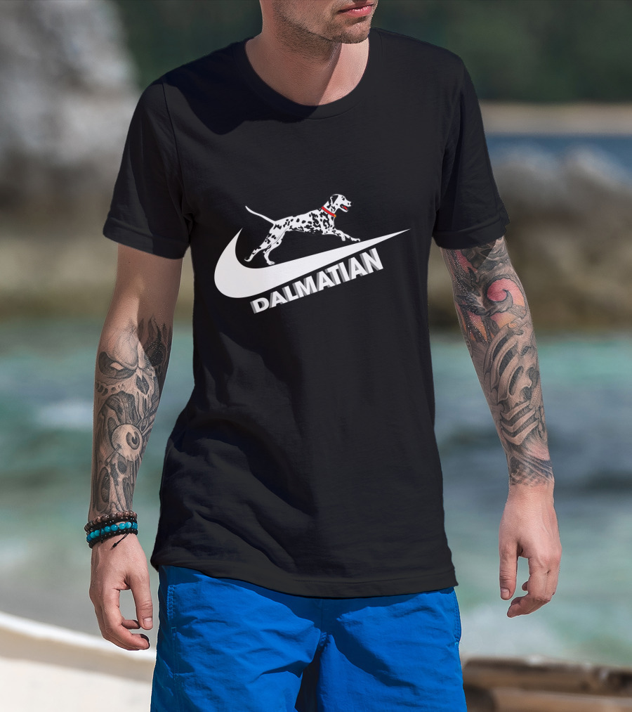 Dalmatian Nike Logo Dog Swoosh T-Shirt