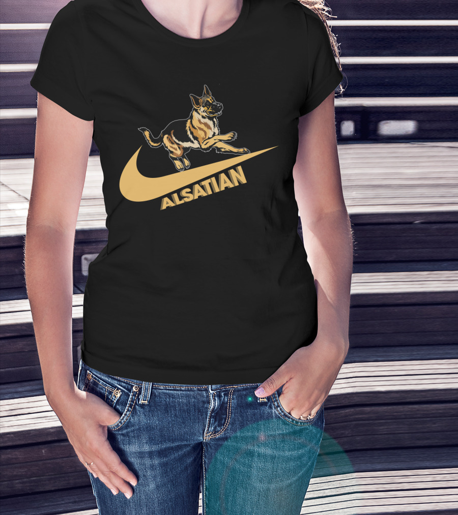 Alsatian German Shepherd Nike Style T-Shirt