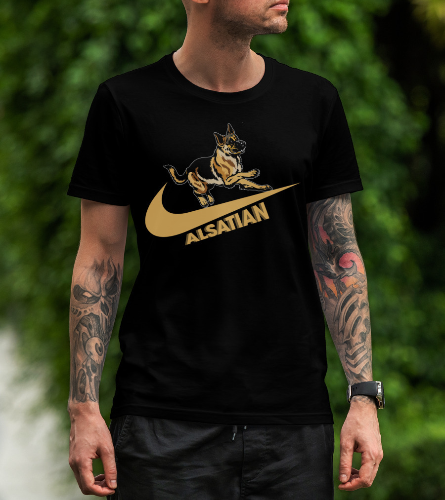 Alsatian German Shepherd Nike Style T-Shirt