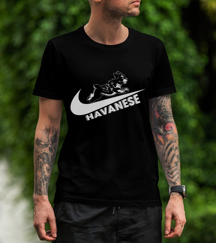 Havanese Nike Dog Jumping Swoosh T-Shirt