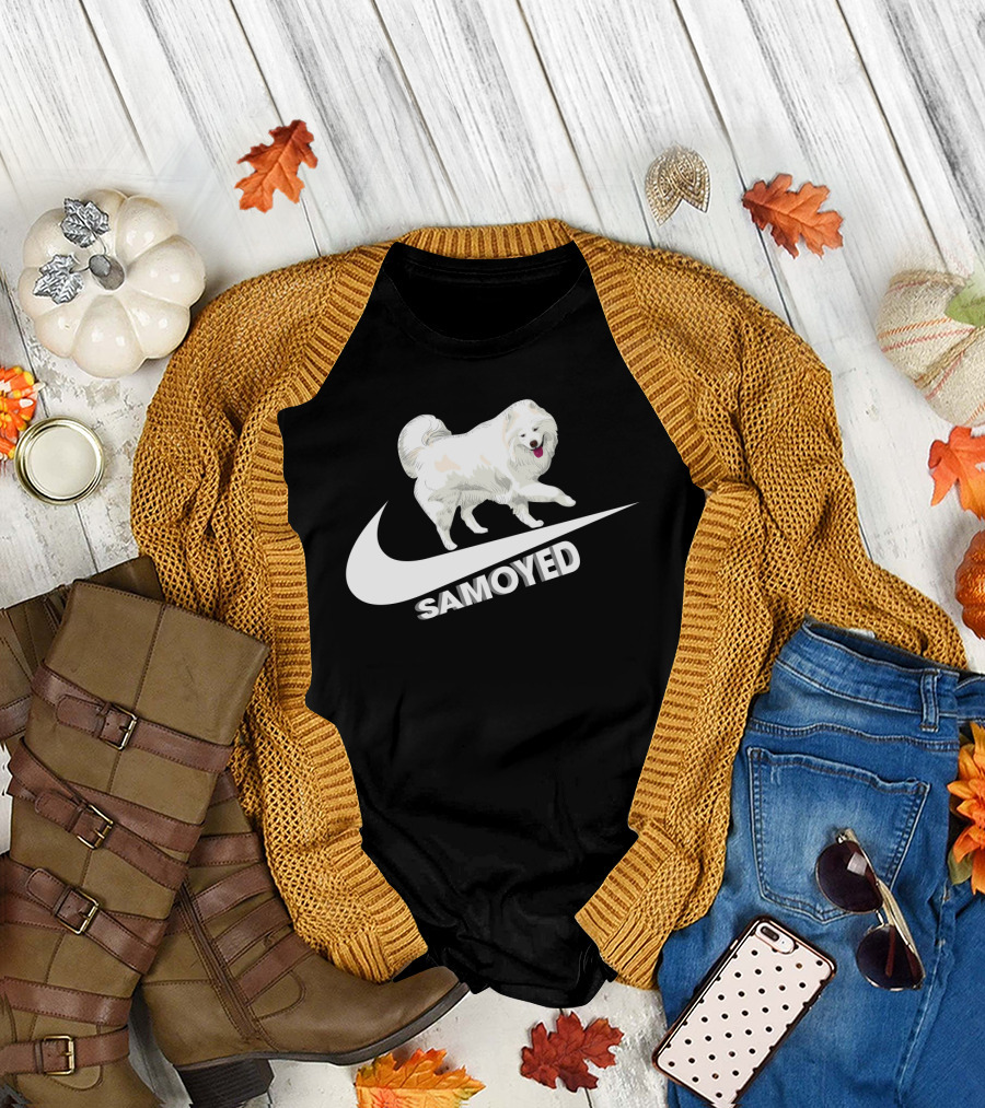 Samoyeds Nike Samoyed Dog On Swoosh T-Shirt