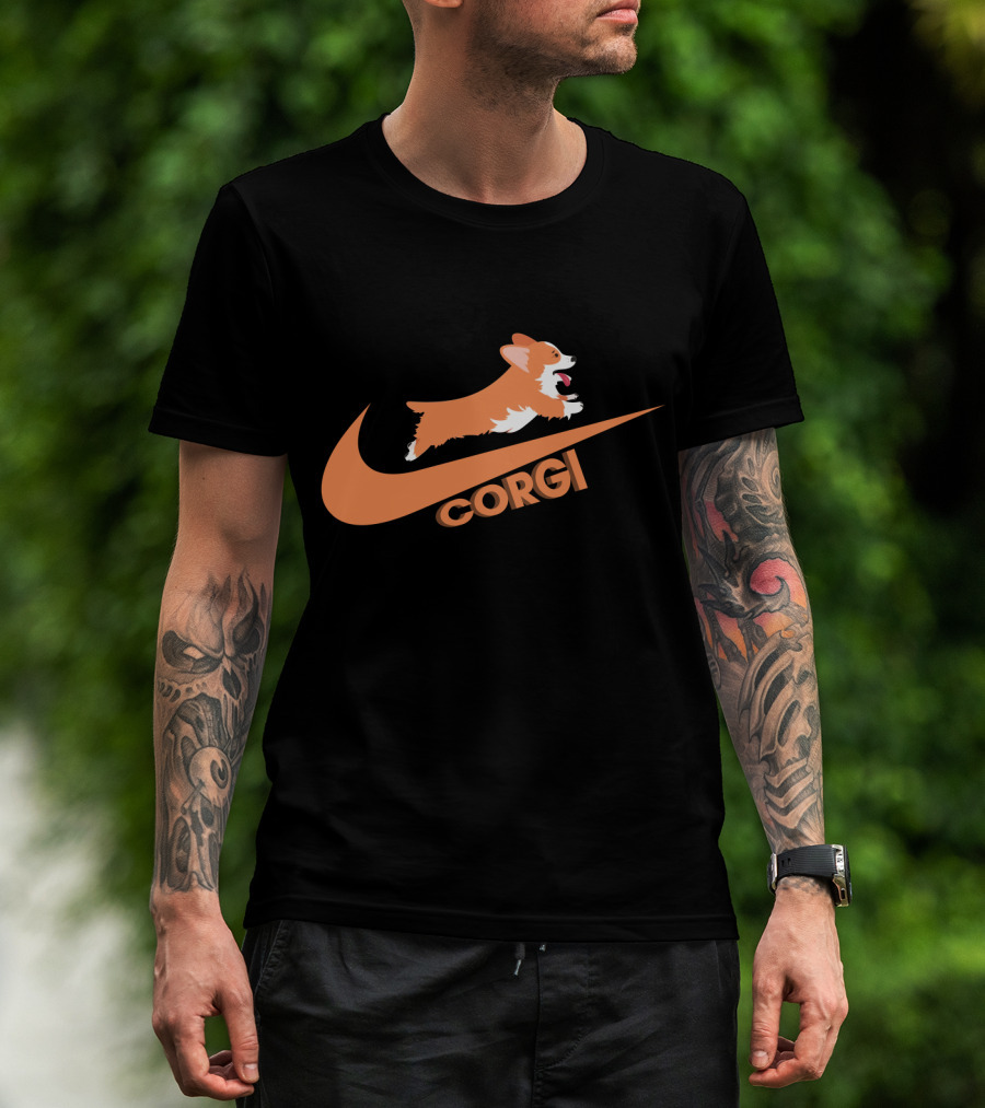 Corgi Jumping Nike Swoosh T-Shirt