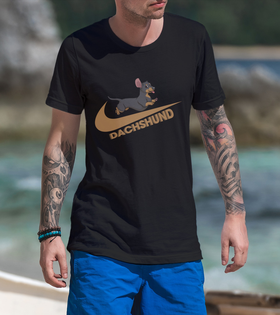 Dachshund Nike Swoosh Logo With Cartoon Dog Dvh T-Shirt