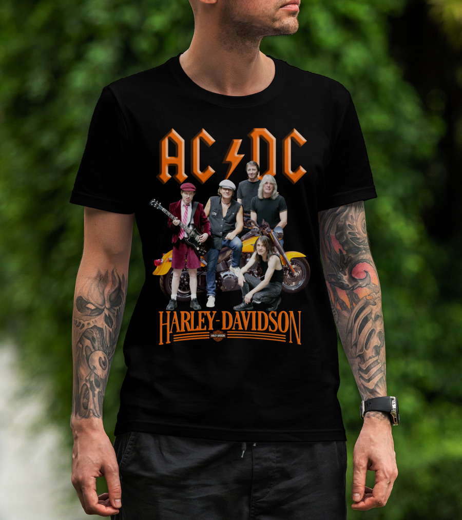 Acdc Harley Davidson Motorcycle Band Members T-Shirt