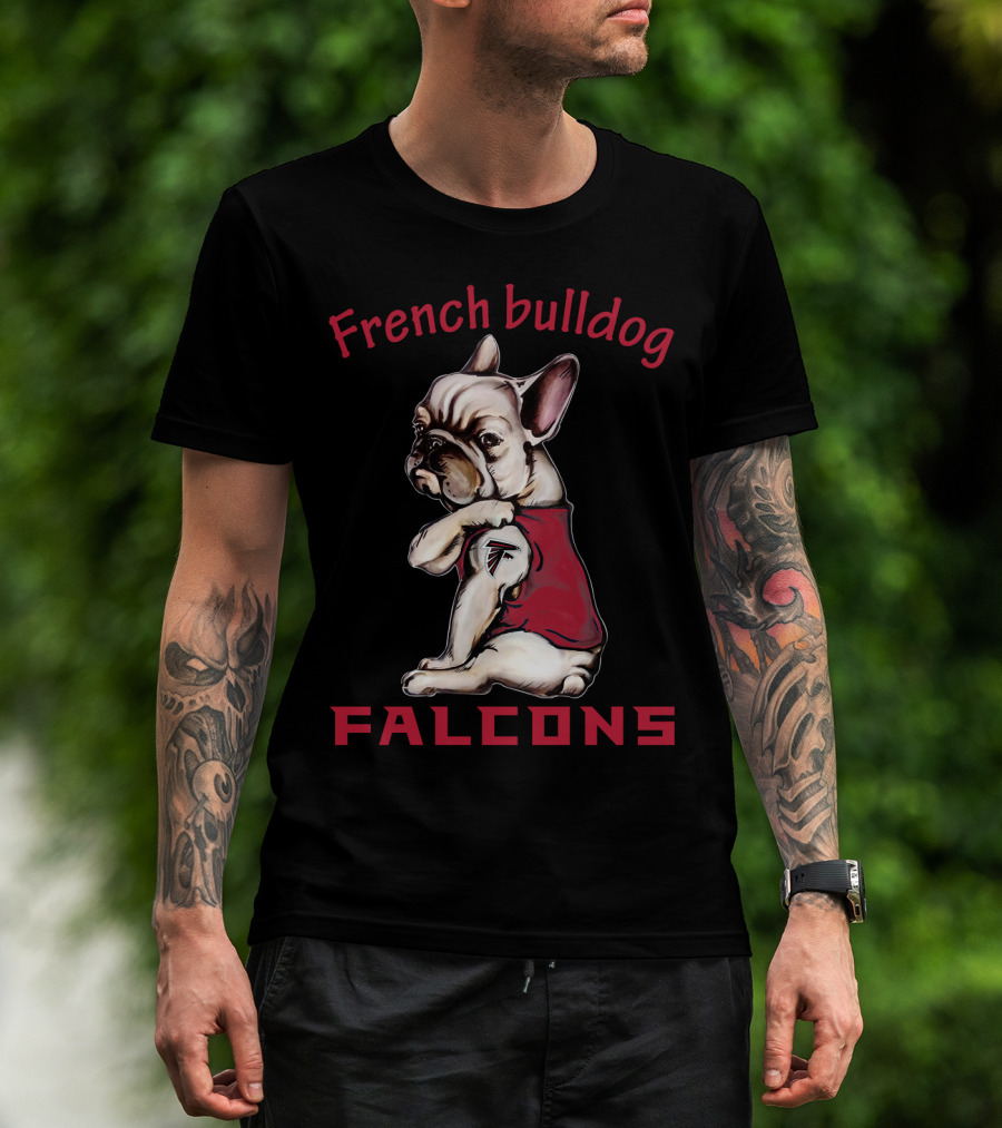 French Bulldog Falcons Nfl Team Logo T-Shirt