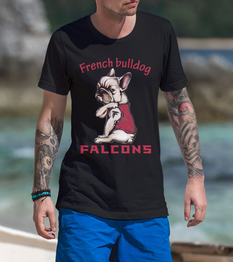French Bulldog Falcons Nfl Team Logo T-Shirt
