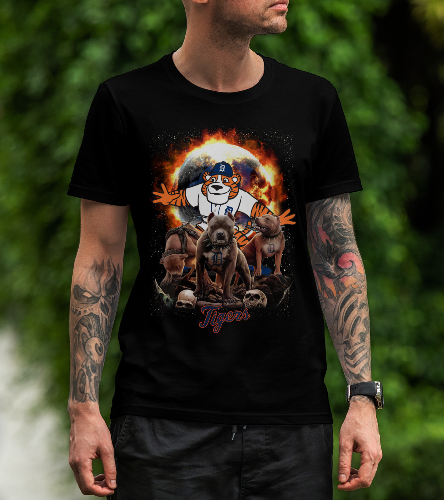 Tigers Dh 49 Detroit Bulldogs Skulls And Fire T-Shirt