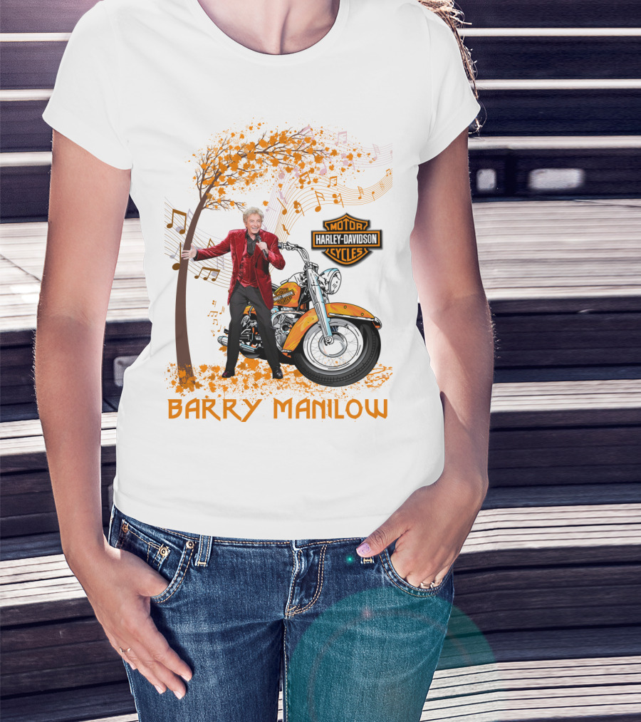 Barry Manilow Harley Davidson Motorcycle Musical Notes T-Shirt