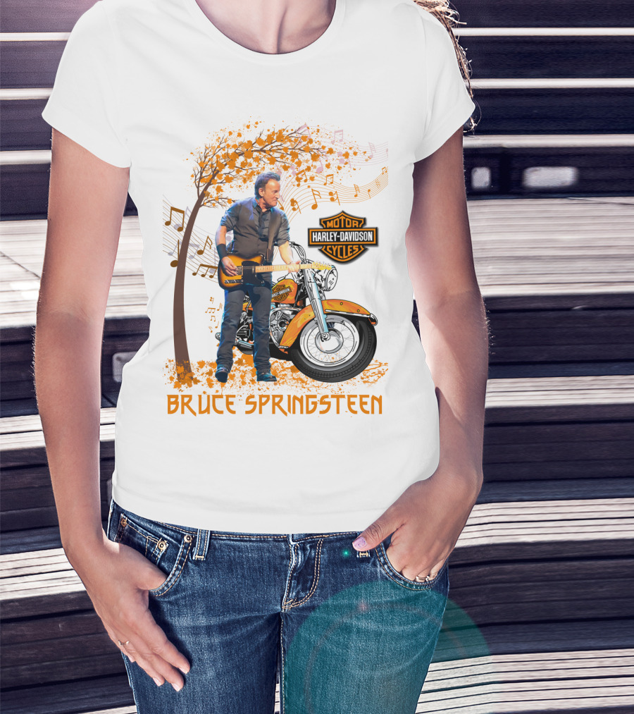 Bruce Springsteen Harley Davidson Motorcycles Music Theme T-Shirt