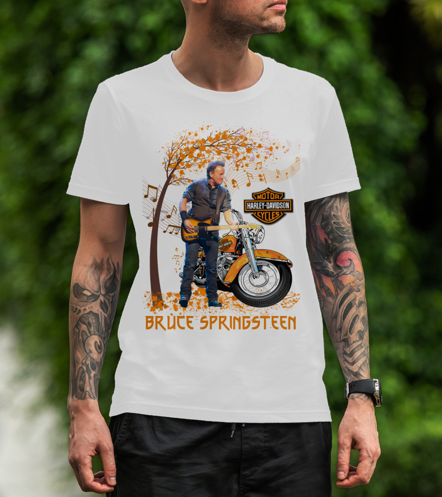 Bruce Springsteen Harley Davidson Motorcycles Music Theme T-Shirt