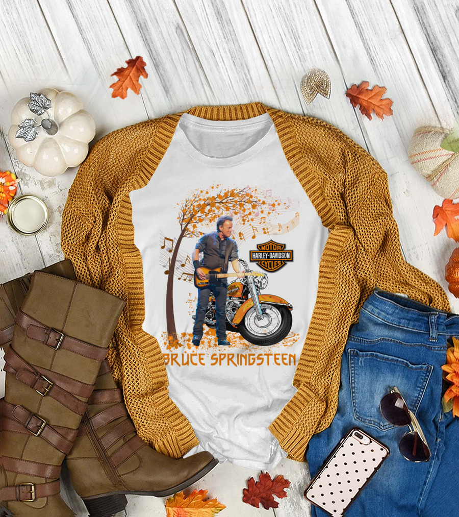 Bruce Springsteen Harley Davidson Motorcycles Music Theme T-Shirt