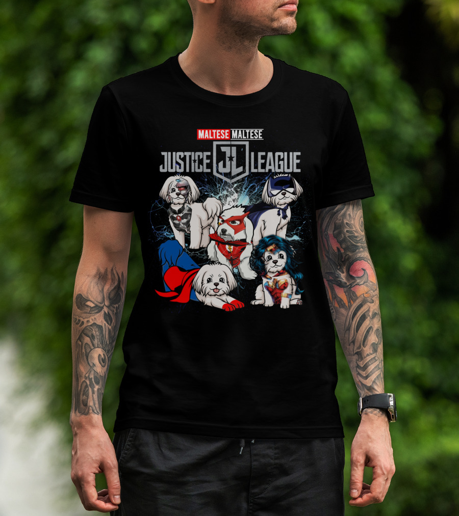 Justice League Maltese Jl Superhero Dogs T-Shirt