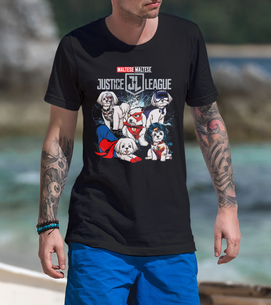 Justice League Maltese Jl Superhero Dogs T-Shirt