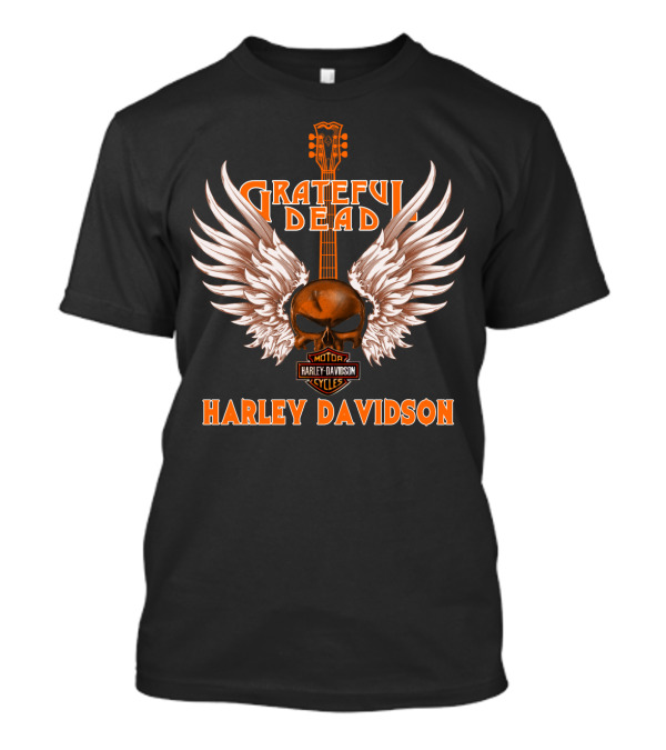 Grateful Dead Harley Davidson Skull Wings Guitar T-Shirt
