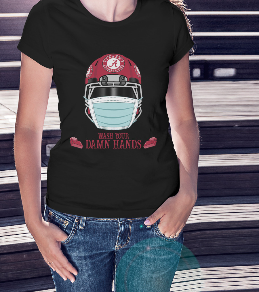 Alabama Crimson Tide Helmet Wash Your Damn Hands T-Shirt