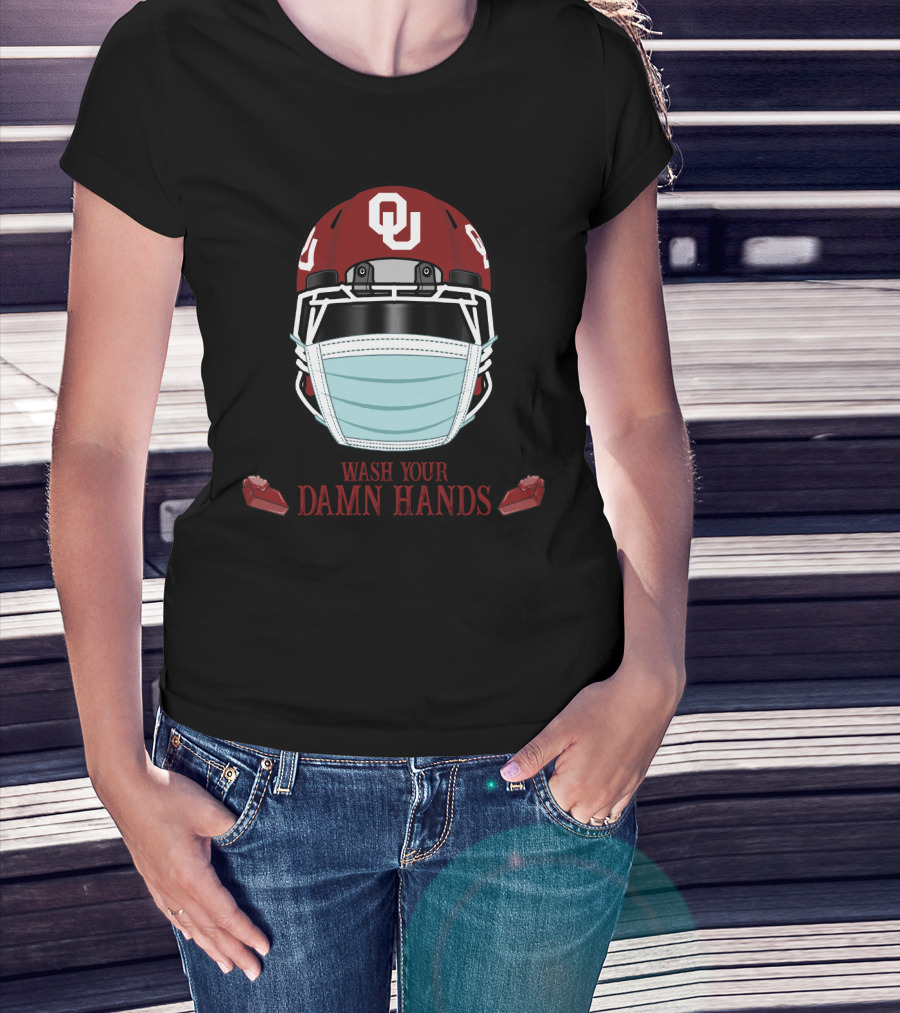 Wash Your Damn Hands Oklahoma Sooners Helmet Mask T-Shirt