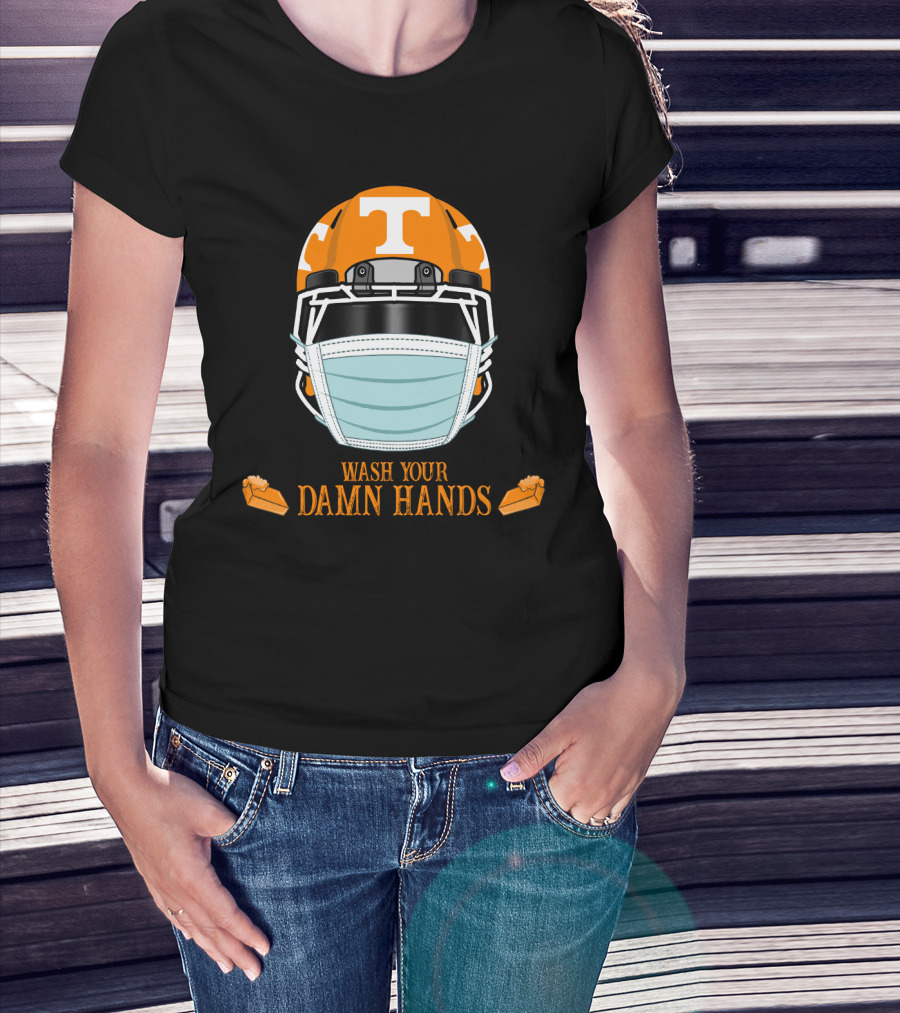 Wash Your Damn Hands Tennessee Volunteers Helmet With Mask T-Shirt