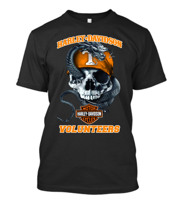 Harley Davidson Tennessee Volunteers Skull And Snake Motorcycles T-Shirt