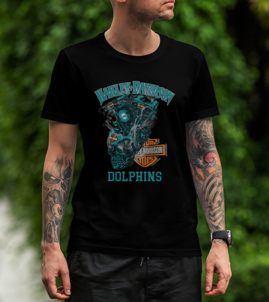 Harley Davidson Motorcycles Miami Dolphins T-Shirt
