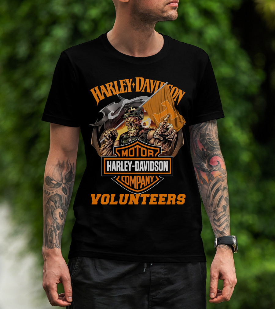 Harley Davidson Motor Company Tennessee Volunteers Skeleton T-Shirt